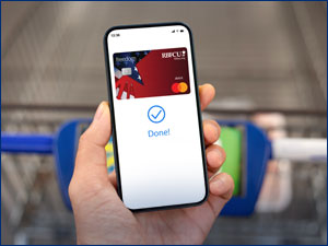 RBFCU Freedom Debit Card on smartphone screen