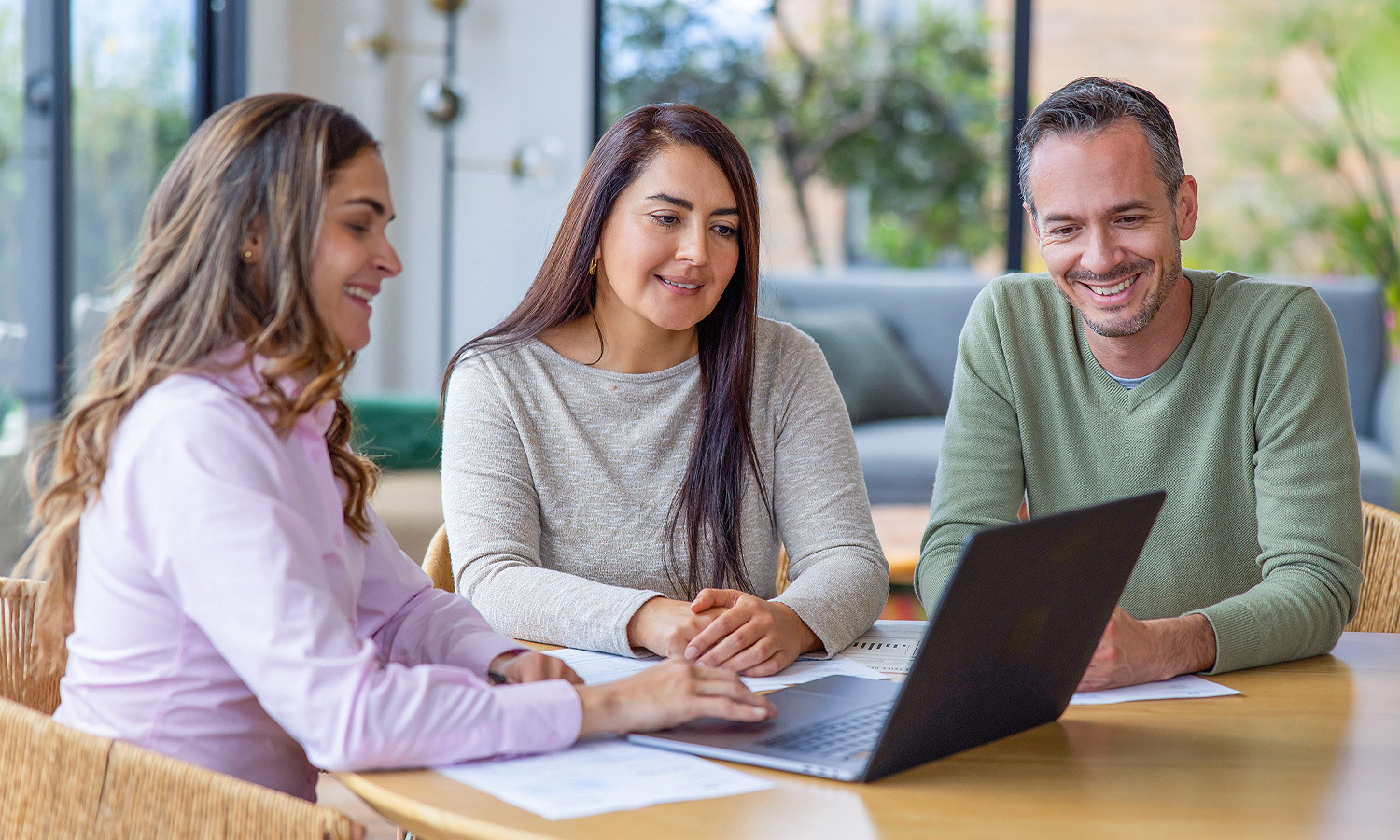 Woman and man talking with trust advisor