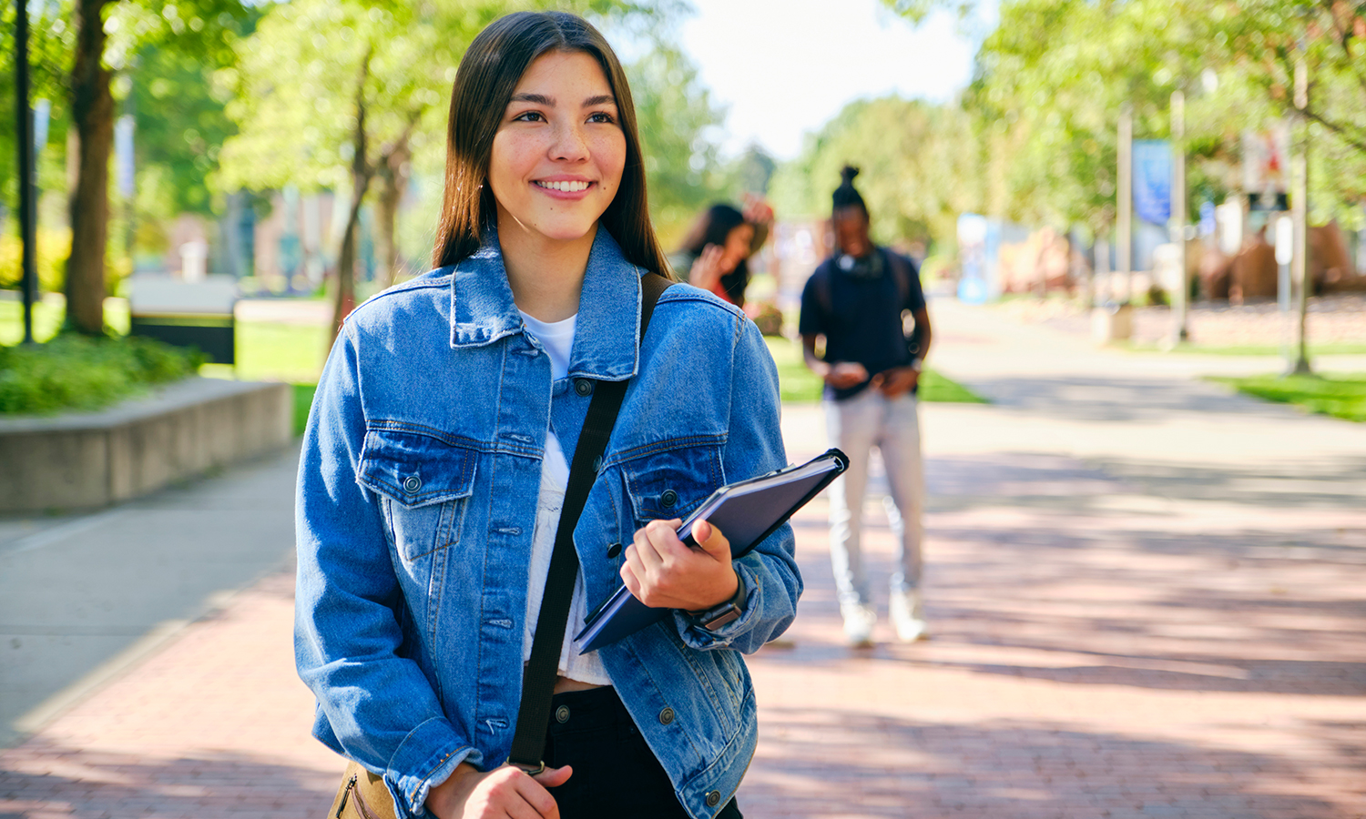 College student walking on campus