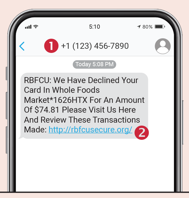 Spoof RBFCU text alert