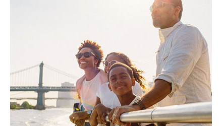 Family on boat sightseeing